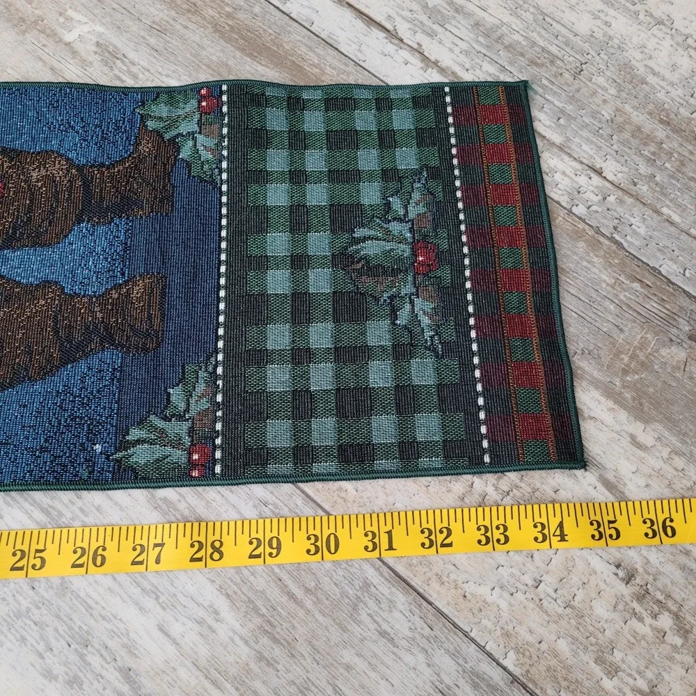 Christmas Wall Hanging Santa Claus Mohawk‎ Home Tapestry Decor Holly Vintage USA